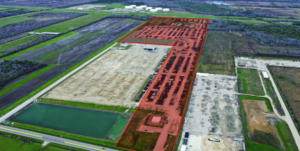 Aerial of industrial site
