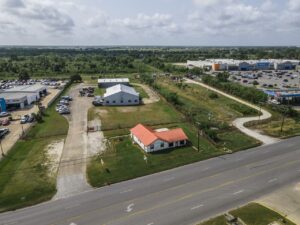 Drone photo of industrial property at 4800 7th Street in Bay  City, TX