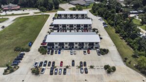 Drone photo of office buildings at Rayford Office Park