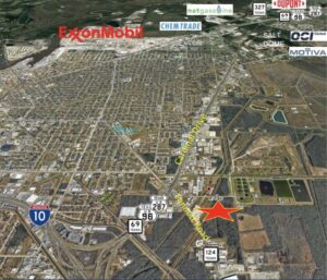 Aerial photo of land available at 4800 Block of Fannett Rd. in Beaumont, TX