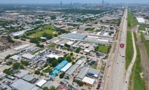 Drone photo of industrial property available at 3917 Osage Street, Houston, TX