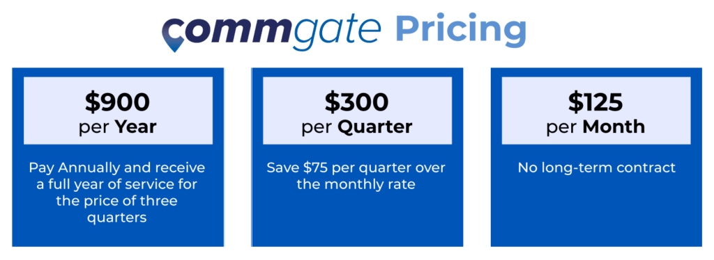 CommGate Pricing Info